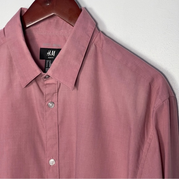 H&M | Mens Easy Iron Slim Fit Long Sleeve Button Down Dress Shirt | XL - Picture 5 of 6